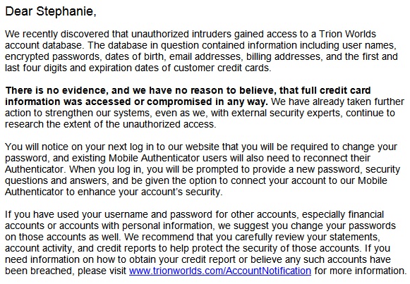 Trion Joins the Ranks of Compromised Databases&nbsp;#Rift